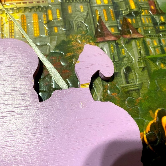 DISNEY’S BEAUTY & THE BEAST VTG 90s KURT ALDER HANDCRAFTED WOODEN XMAS ORNAMENT - Picture 11 of 11